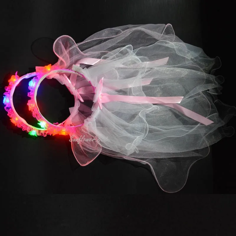 LED Flashing Light Girls Bridal Artifical Flower headband garland Veil Party Wreath Show home decor birthday | Дом и сад