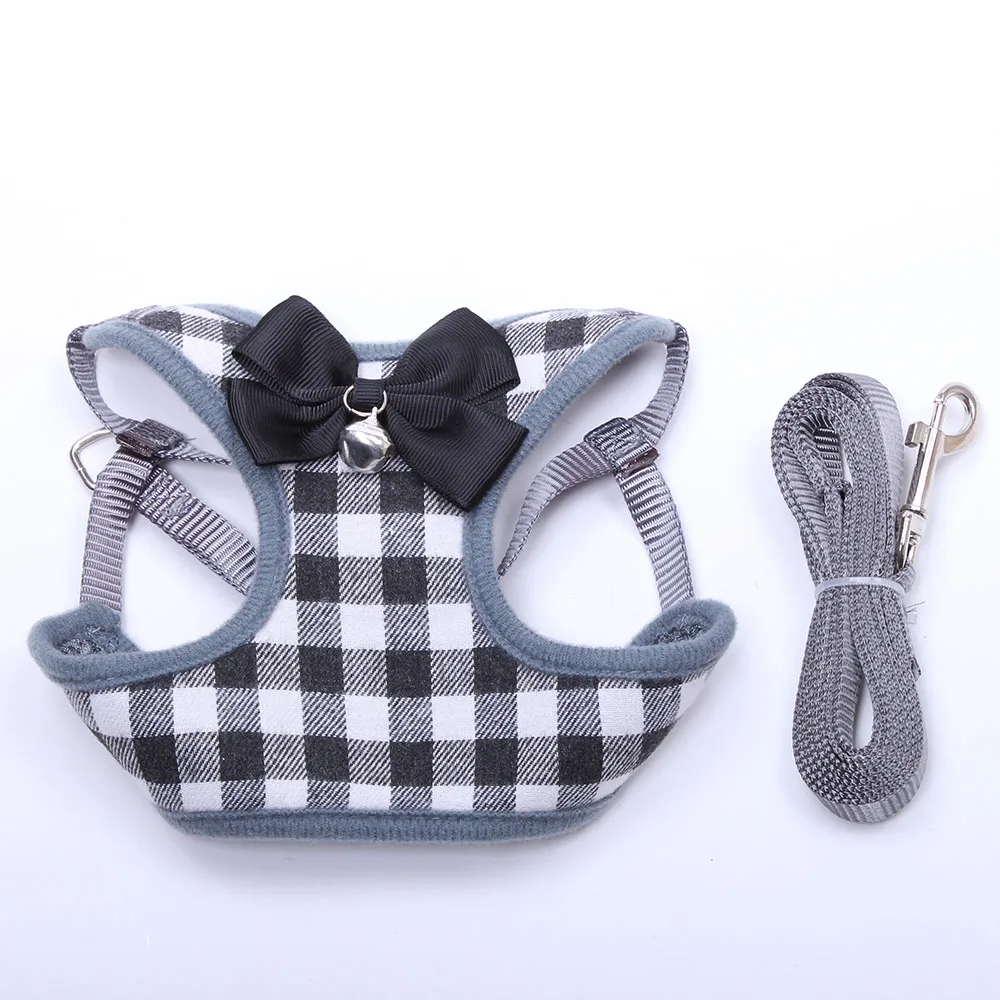 Шлейка для собак и кошек Мягкая сетчатая поводок в клетку с бантом щенков 2 цвета 3