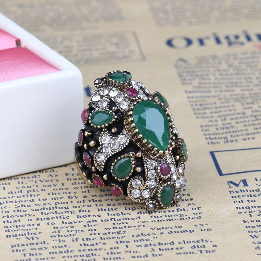 Brand Unique Design Luxury Large Crystal Cocktail Ring For Women Party Jewelry Accessories Finger Turkey Fine | Украшения и