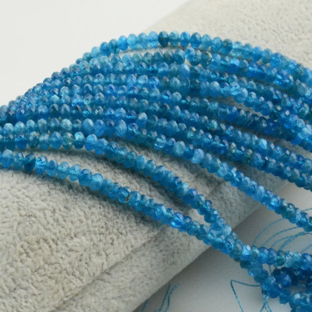 Натуральные граненые бусины из апатита темно синего цвета 2x4 мм/3x5 мм|Бусины| |