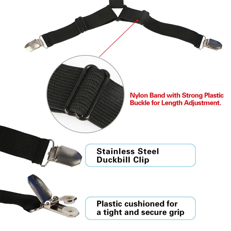 4 шт. зажимы для простыни на пояс подтяжек с застежкой матрас Эластичный