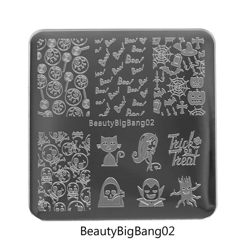 BeautyBigBang пластины для штамповки ногтей 6 стилей 6*6 см квадратная Рождественская снежинка шаблон DIY 3D Штамповка ногтей штамповка пластины