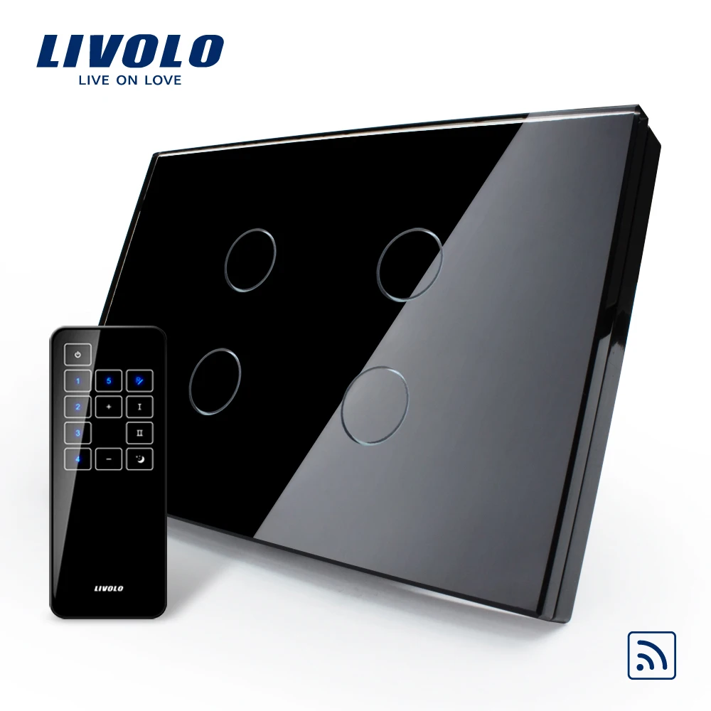 US/AU умный выключатель Livolo черная стеклянная панель дистанционный сенсорный