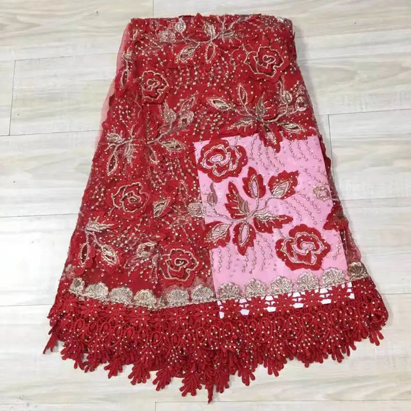 Высокое качество Африканский шнур Кружево розовый в нигерийском стиле гипюр