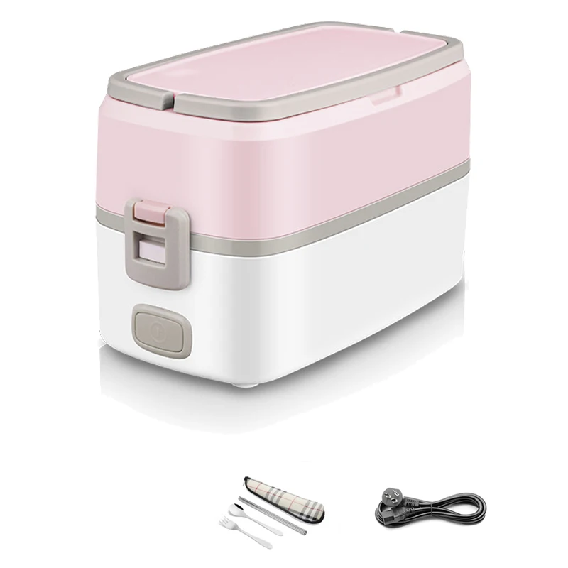 Pink 2 вкладыш Нержавеющая сталь электрическое отопление Bento Коробки для обедов, герметичная кружка термос Еда нагревателя теплее контейнер 220V умный дом риса Плита - Цвет: Pink