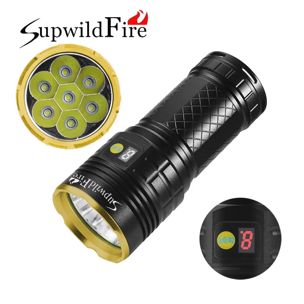 ISHOWTIENDA SupwildFire 7 x XM-L T6 светодио дный Мощность цифровой Дисплей Охота фонарик с Перезаряжаемые Батарея для кемпинга# G30