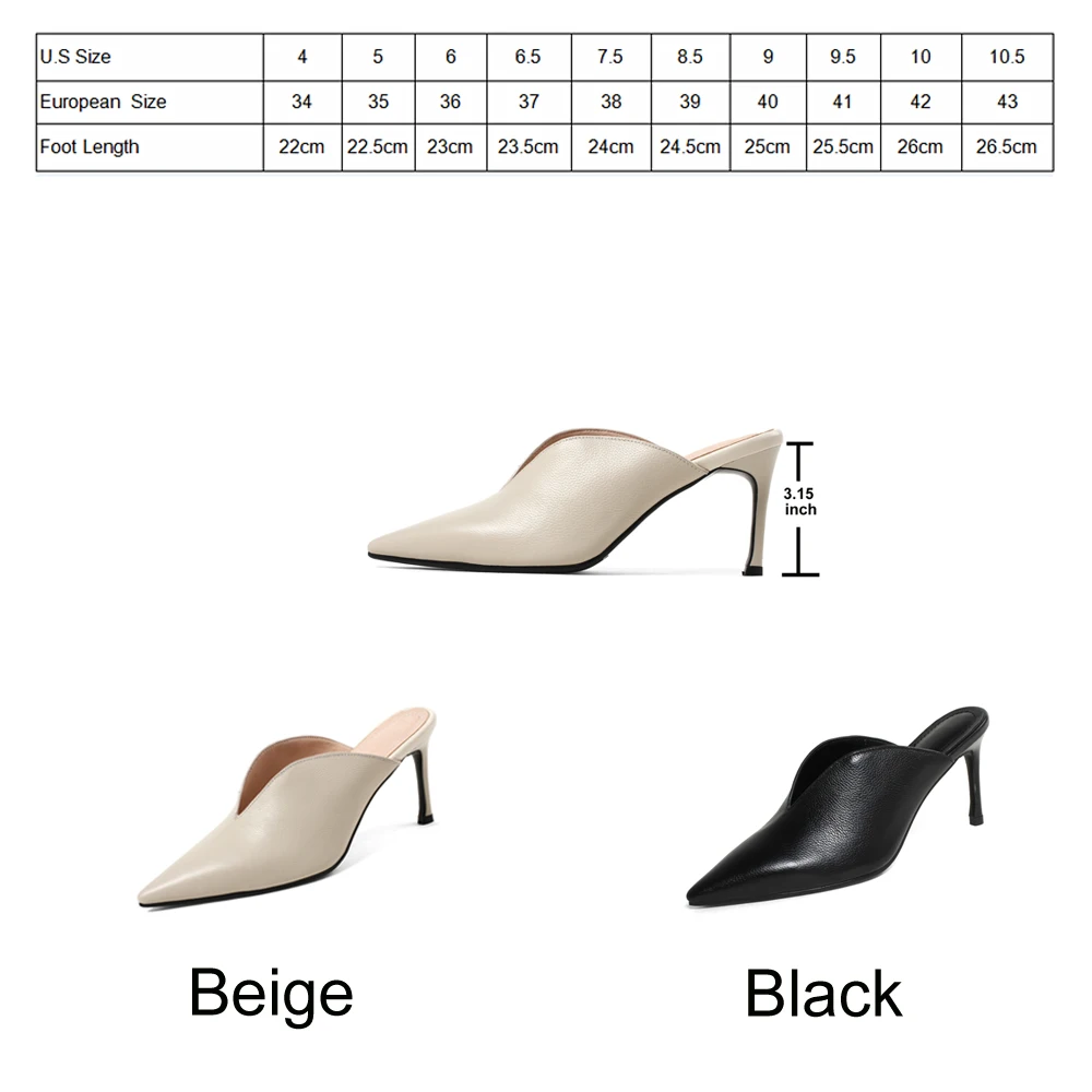 Женские туфли лодочки без задника FOREADA из натуральной кожи на высоком тонком