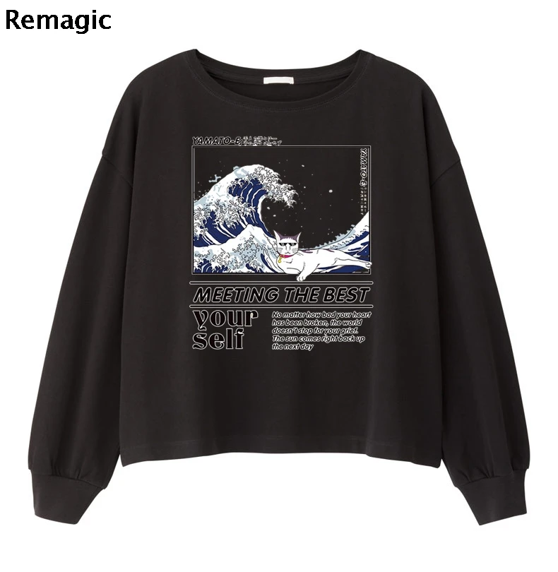 

The Great Wave off Kanagawa cat Iron on Heat Transfer Print cute Sticker Clothes DIY Appliques Washable A-level Thermal Patches