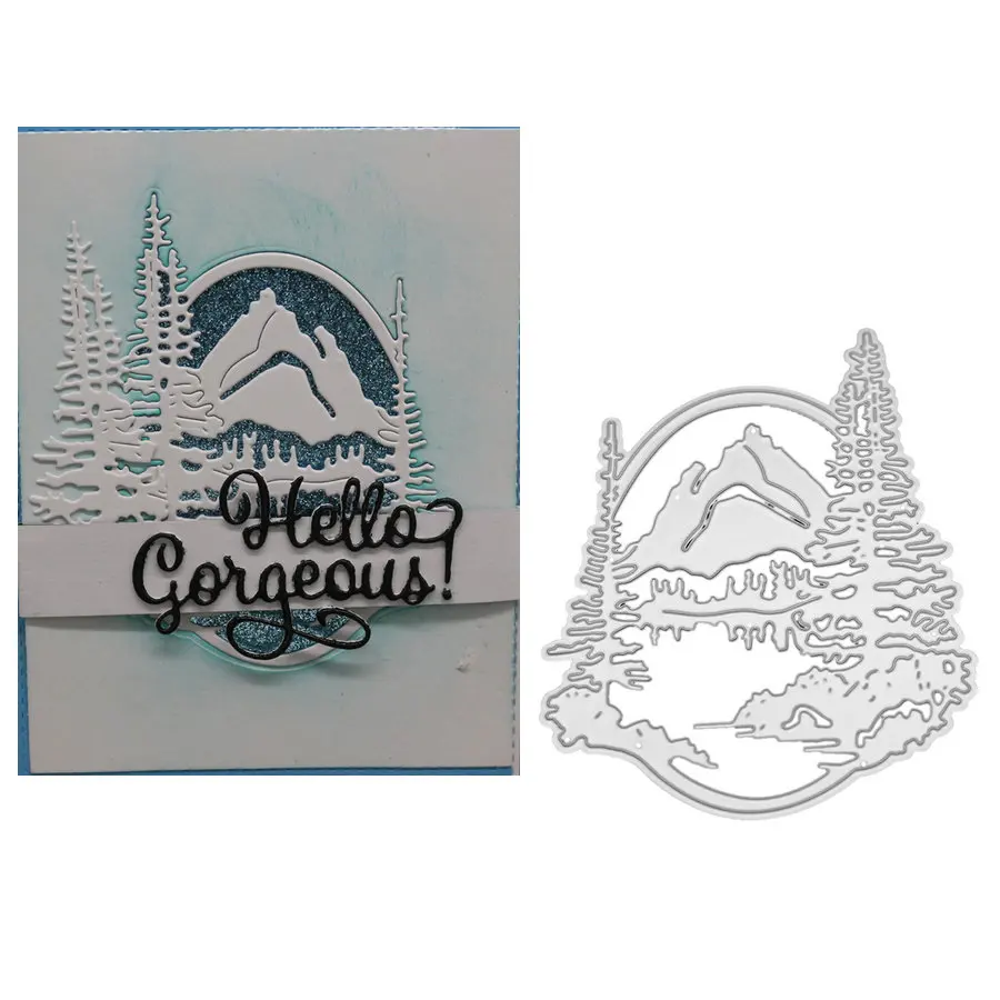 Gowing зимние кедра с Горный металлический Трафаретный вырубной штамп Трафареты