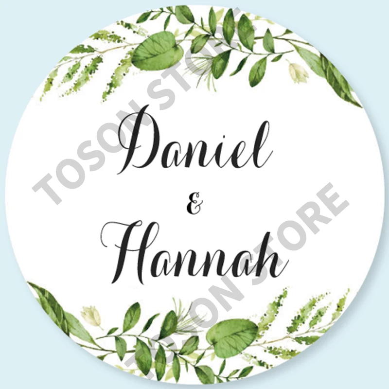 100, Silver laser Customized text logo, Wedding Stickers, Invitations Seals, Candy Favors Gift Boxes Labels, On White Adhesive