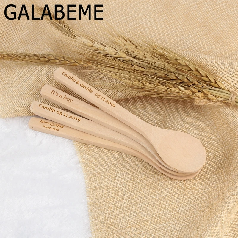 Персональный гравированный деревянный ложка с именем и датой на заказ свадебные