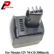 12В 2000 мАч NI-CD аккумулятор для электроинструмента для METABO Ni-CD 2.0Ah 6.02151.50, BZ12SP, BSZ 12, SSP 12, BZ 12 SP, ULA9.6-18