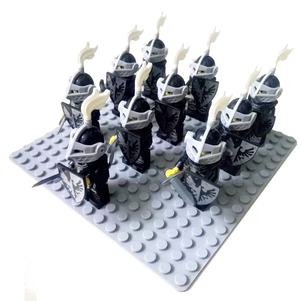 Sliver Hawk Set B 10 шт., Римский Золотой рыцарь, ястреб, замок, король, рыцари, совместимый Синий Лев, строительный блок, дракон, рыцарь - Цвет: Sliver Hawk Set B