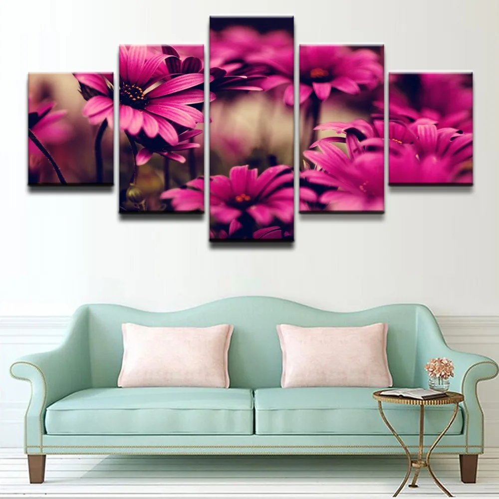 Холст Картины дома декоративные Гостиная Wall Art 5 шт. фиолетовая Маргаритка цветок