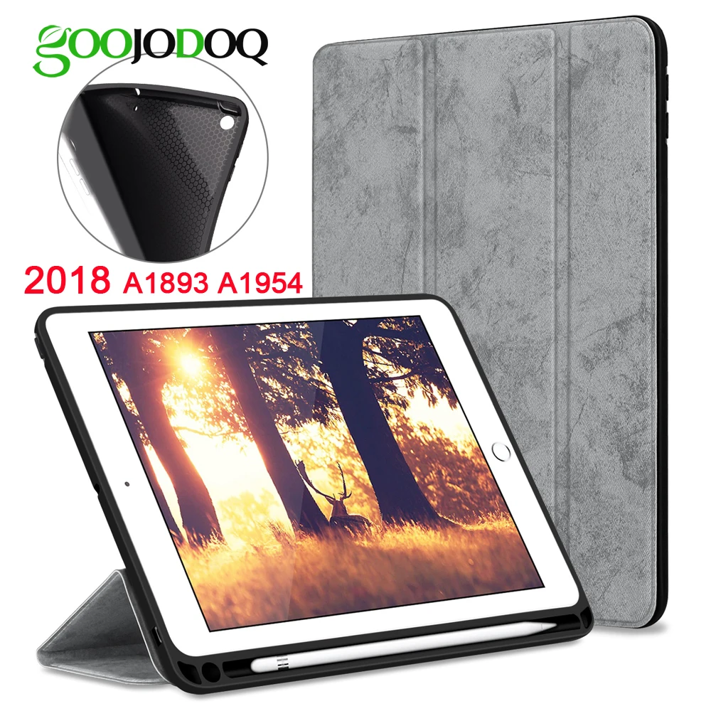 Умный чехол GOOJODOQ для iPad 9 7 2018 с держателем карандашей Легкий Смарт Чехол трифолд