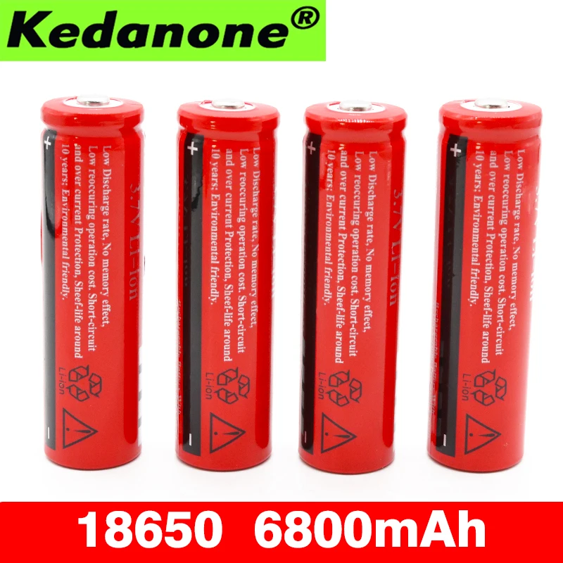100% новая 3 7 v 6800 mAh 18650 батарея литий ионная аккумуляторная для фонарика +