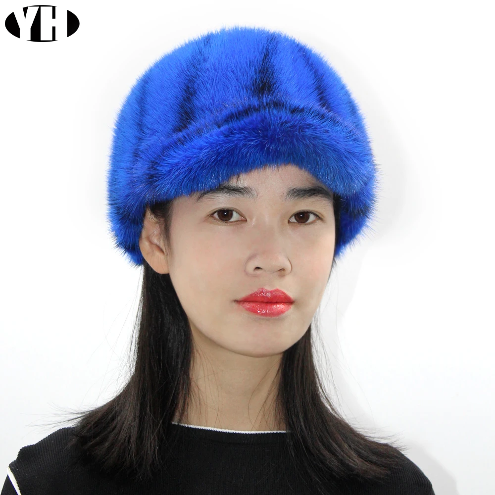 2019 элегантная женская модная шапка из натурального меха норки Регулируемая