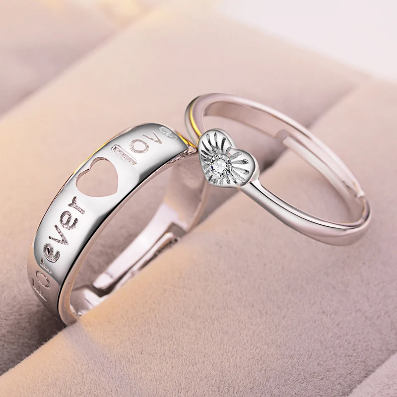 Fashion Couple Rings Resizable Zircon 925 Sterling Silver Forever Love Wedding Anniversary Engagement Best Gift Y-J016 | Украшения и