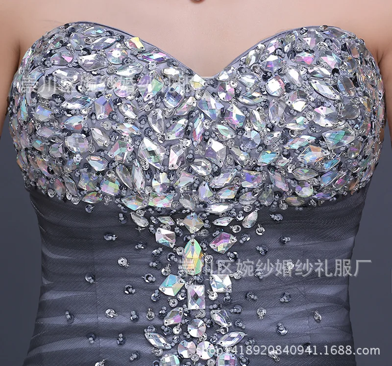 Женское вечернее платье с открытой спиной Vivian's Bridal серое роскошное длинное