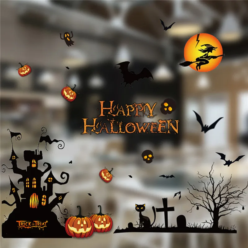 Антистатические наклейки для украшения Хэллоуина Оконные Планки торговые