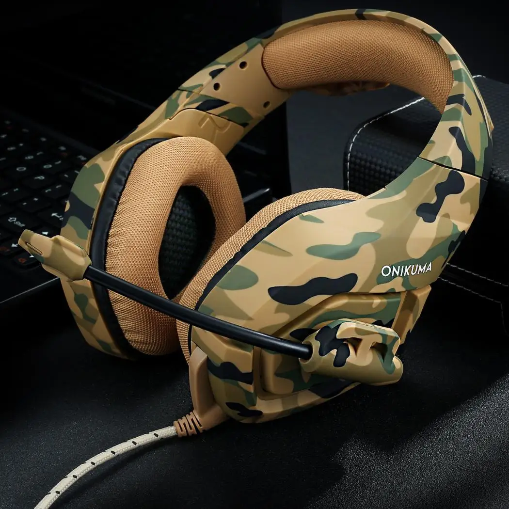 Camouflage Game Headset with LED Lights PC Phone etc Dynamic Anti-noise 2.2 (m) Folding 50 (mm) | Электроника