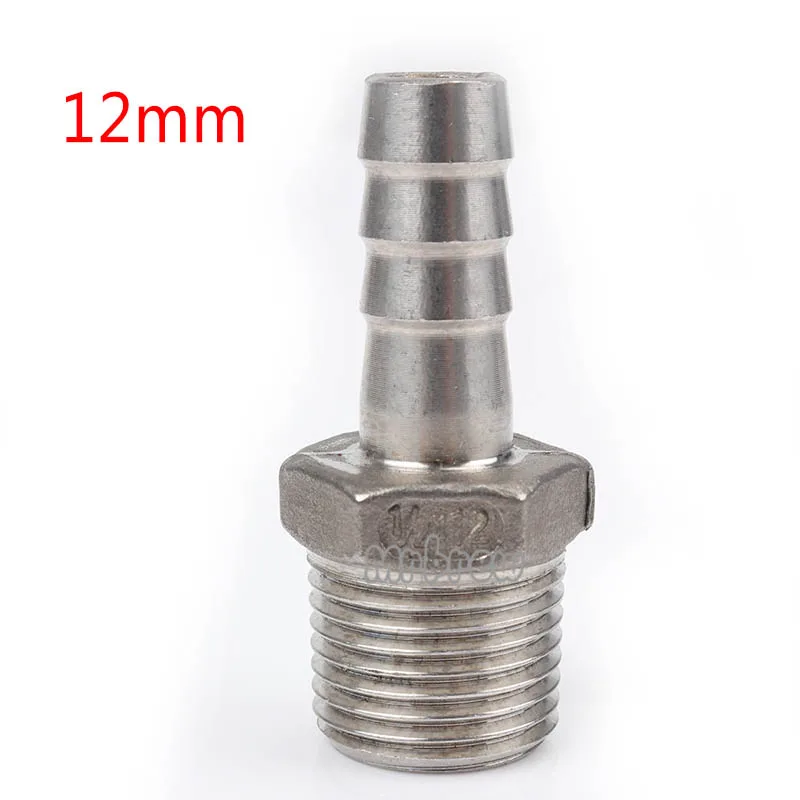 12mm Homebrew 304 нержавеющая сталь 1/" MPT шестигранный шланг Барб 8 мм 10 мм 12 мм, пивоваренное оборудование, пивоварение пива - Цвет: 12mm