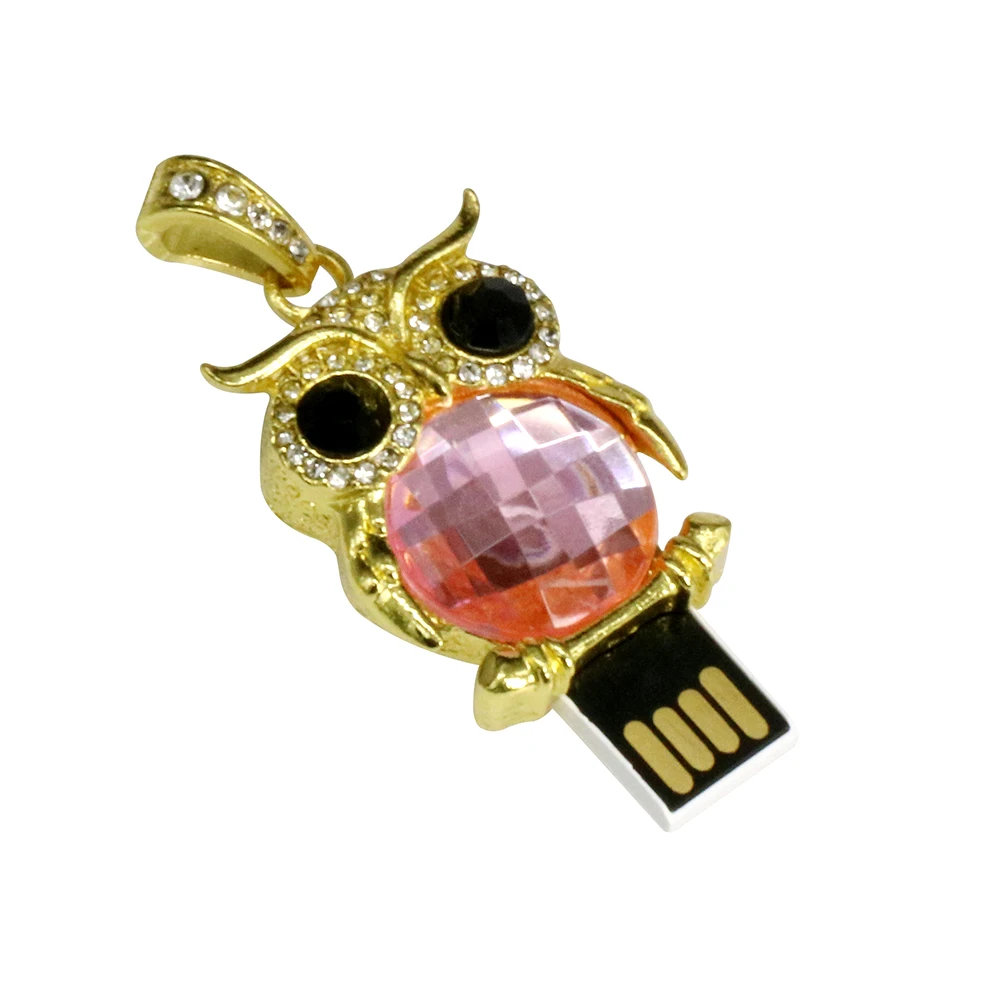 Новое поступление, мини USB флеш-накопитель с кристальной совой, 64 ГБ, 32 ГБ, 16 ГБ, 8 ГБ, 4 Гб, USB, 2,0 реальная емкость, карта памяти, диск с цепочкой