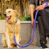 double strand rope large dog leashes metal p chain buckle national color pet traction rope collar set for big dogs 1 2m length