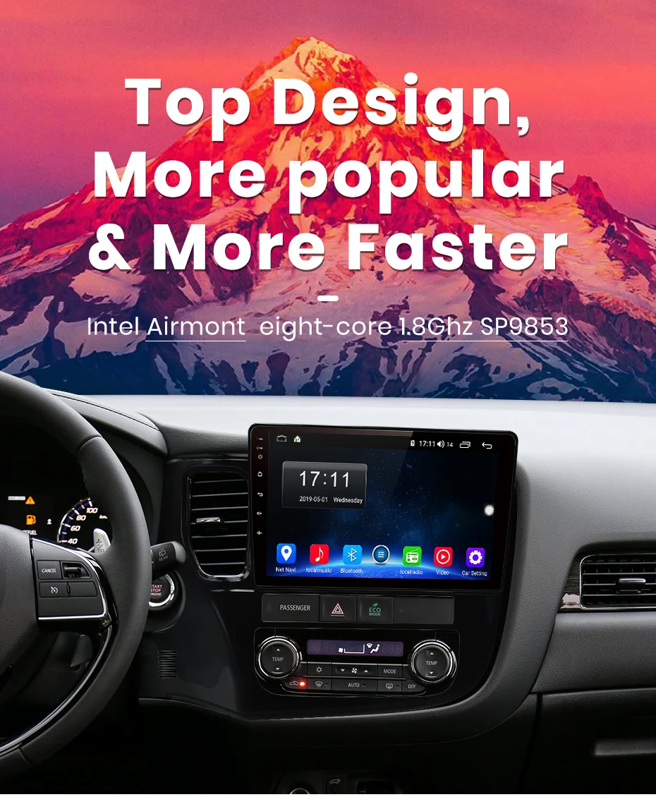 AWESAFE 2Din Android 8,1 4+ 64G CarPlay gps Радио Аудио мультимедийный плеер для Mitsubishi Outlander 3 2012 2 Din без DVD