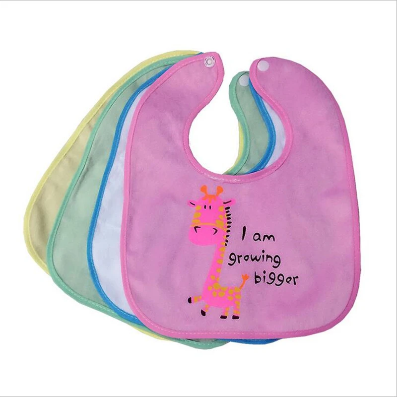 4pcs/Lot Cartoon Giraffe Infant Baby Bibs Children Waterproof Dinner Feeding Cotton Towel 4 Colors Newborn Burp Clothes | Детская одежда