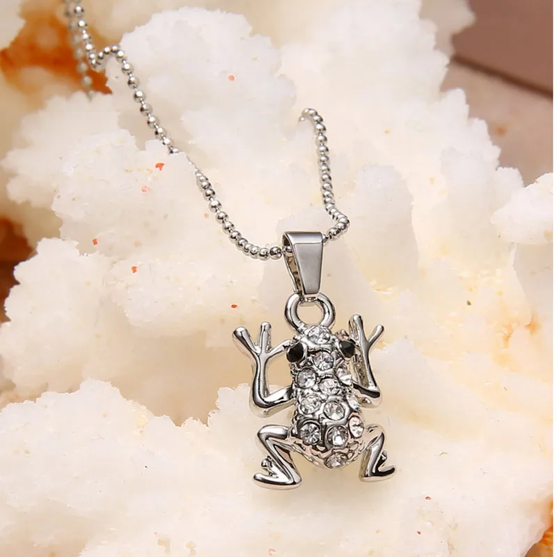 Женское богемное ожерелье подвеска в виде лягушки из нержавеющей стали свитер с