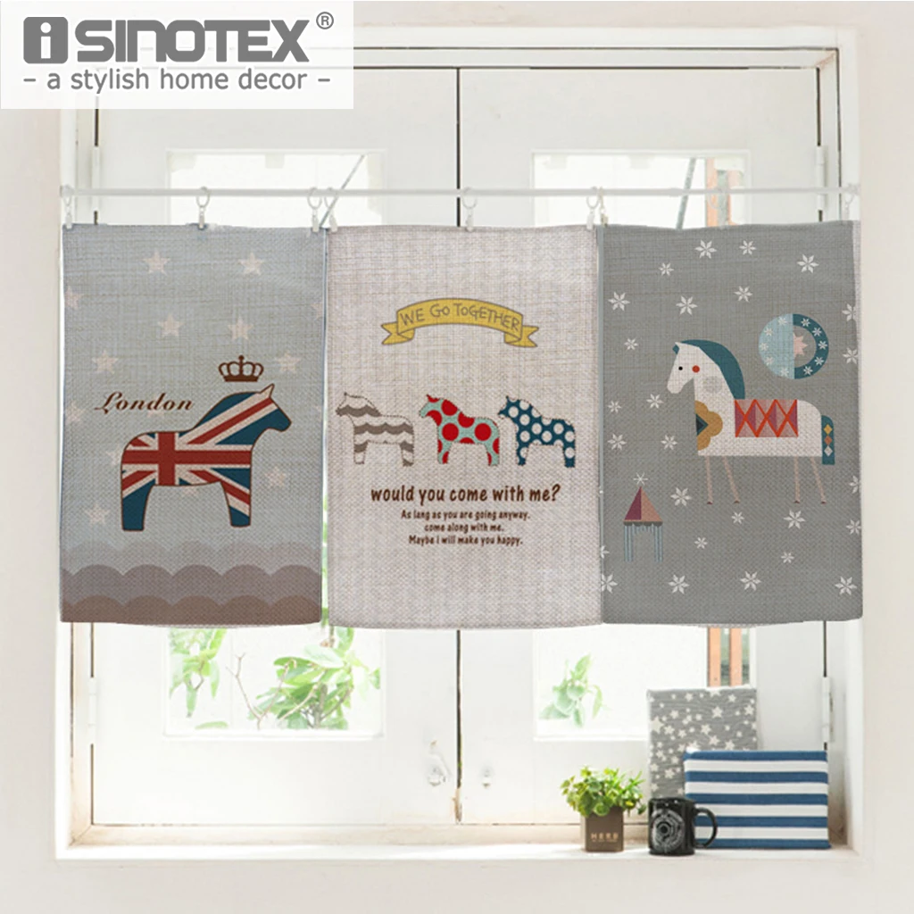 Японская занавеска для двери льняные хлопковые короткие занавески с принтом