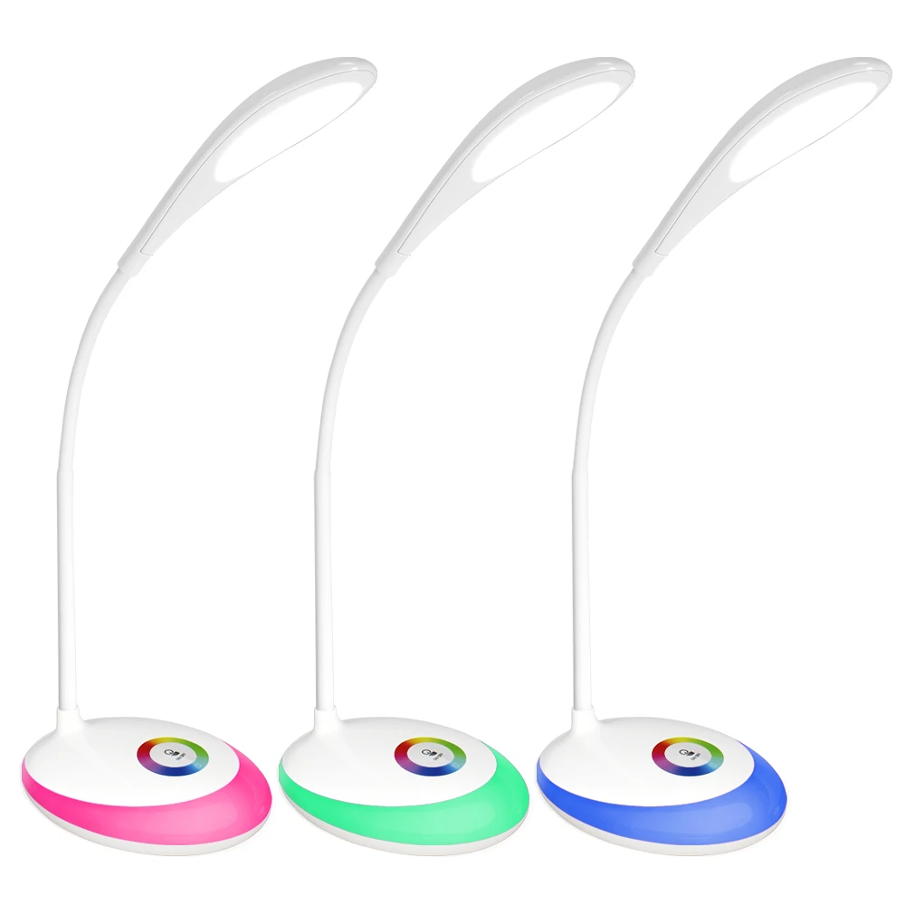 

LED Eye-Caring readingLamp Lighting/Touch Control 3 Dimmable Modes USB Rechargeable Multi-Colored Changing Base Night Lighting