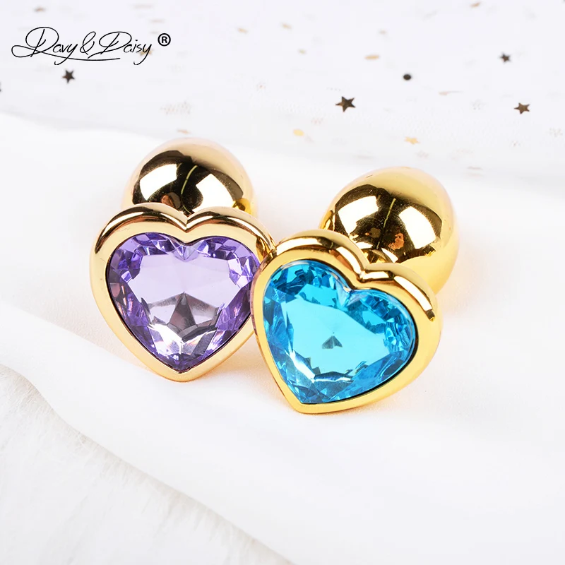 

DAVYDAISY Golden Metal Anal Butt Plug Jewelry Heart-shaped Cute Anal Plug Erotic Adult Sex Accessories for Woman AC116