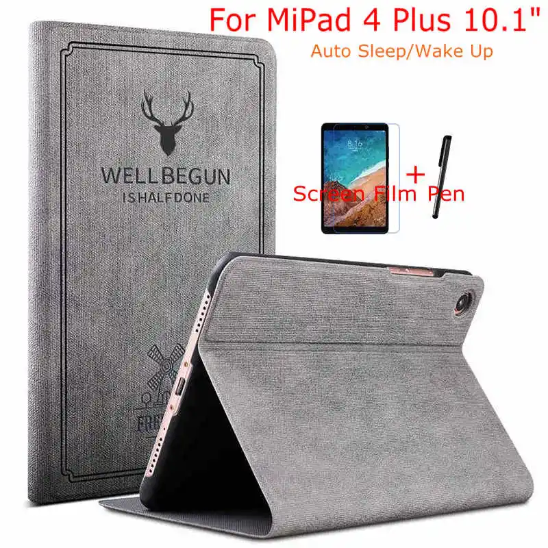 Чехол iBuyiWin для Xiaomi Mi Pad 4 10 Plus, Магнитный смарт-чехол из искусственной кожи для Xiaomi MiPad 4, 10,1 дюймов, планшет+ пленка+ ручка