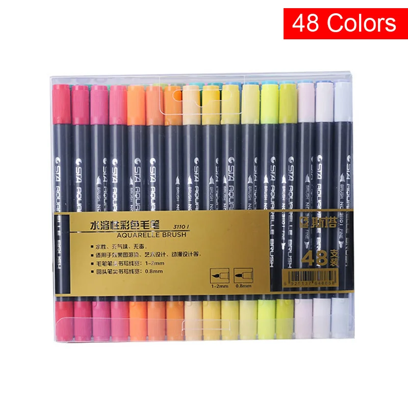 48 Colors 80 цветов, двойная головка, художественный растворимый цветной эскиз, маркер, ручка, набор для рисования, дизайн, краски, художественные маркеры, ручки, принадлежности - Цвет: 48 Colors