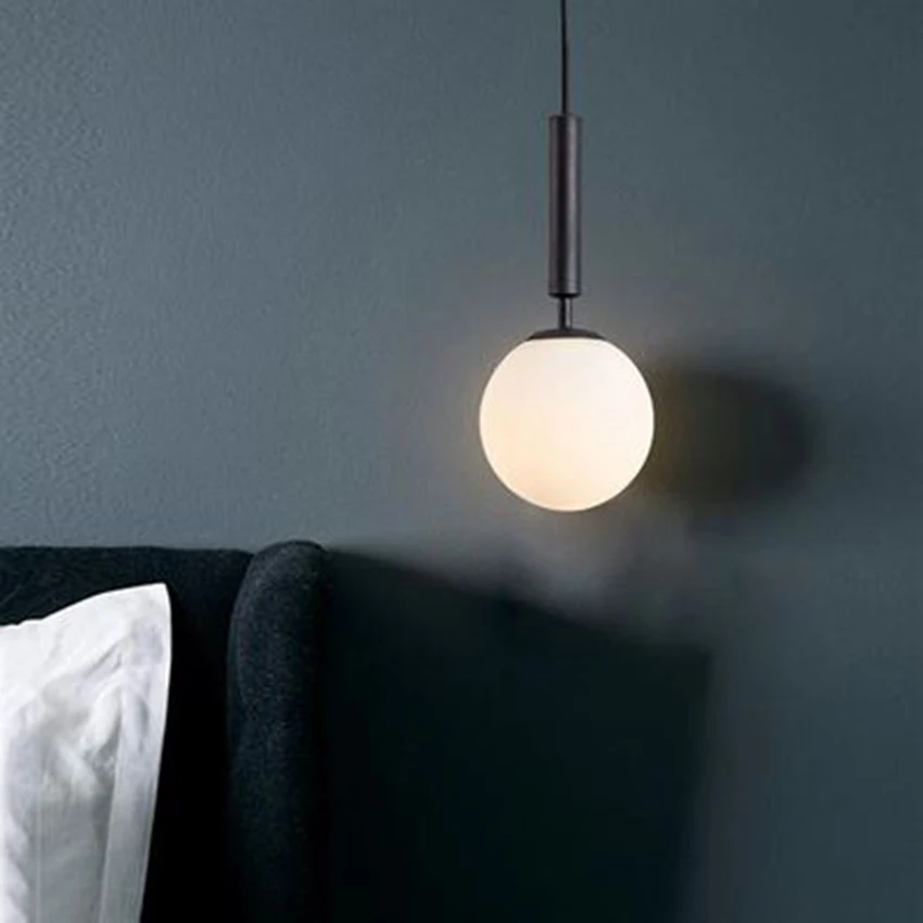 Скандинавский подвесной светильник из молочного стекла прозрачное стекло для