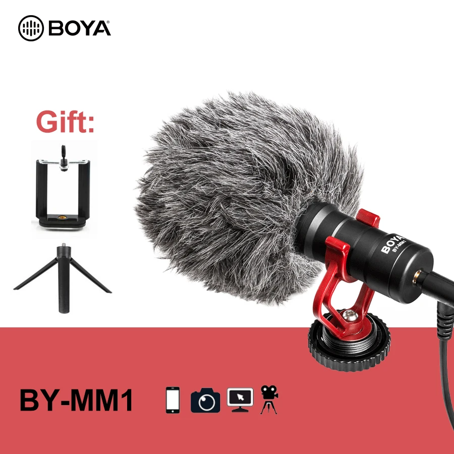 Внешний микрофон BOYA MM1 для записи видео цифровой зеркальной камеры смартфона