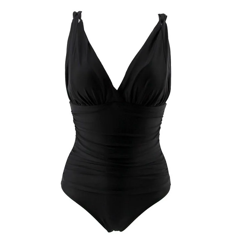 CPUTAN 2019 Sexy Deep V One Piece Swimsuit Ruched Swimwear Women Push Up Monokini Bodysuit Plus Size Female bathing suit S-3XL | Спорт и