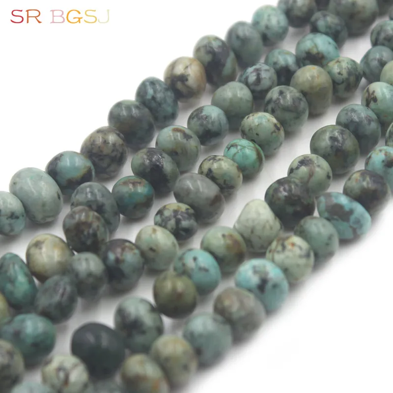 

Free Shipping 8-10x10-14mm Potato Freeform Shape Natural Stone Africa Turquoises Loose Spacer Beads Strand 15"