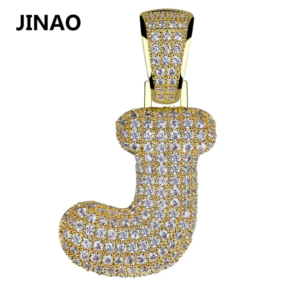 JINAO хип-хоп Iced Out пользовательские Пузырьковые буквы кулон ожерелье микро Pave AAA+ Циркон с веревкой Чиан и теннисная цепь DIY ювелирные изделия