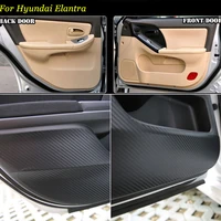 4pcs new interior carbon fiber doors side edge anti kick protection pad sticker for hyundai elantra