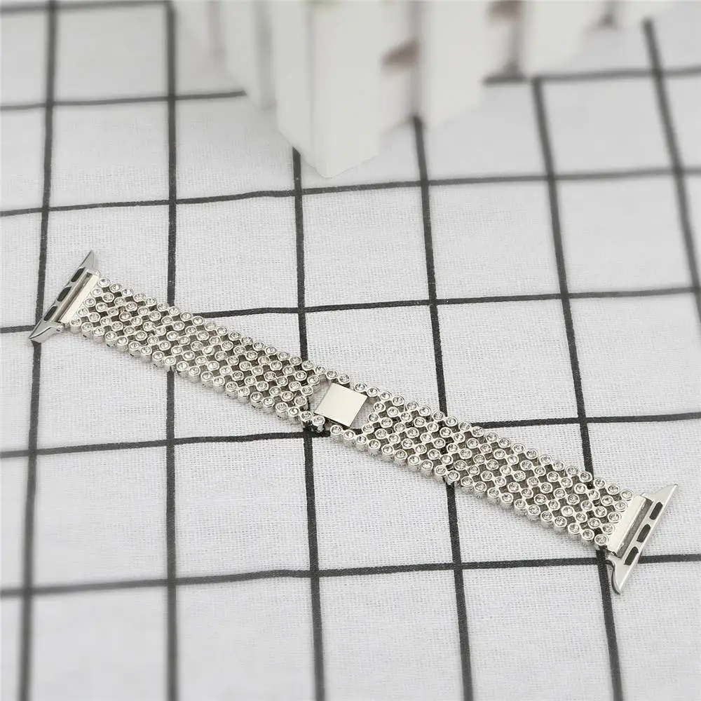 Браслет с кристаллами для Apple Watch band 38 42 мм 40 44 сменный из нержавеющей стали iWatch series