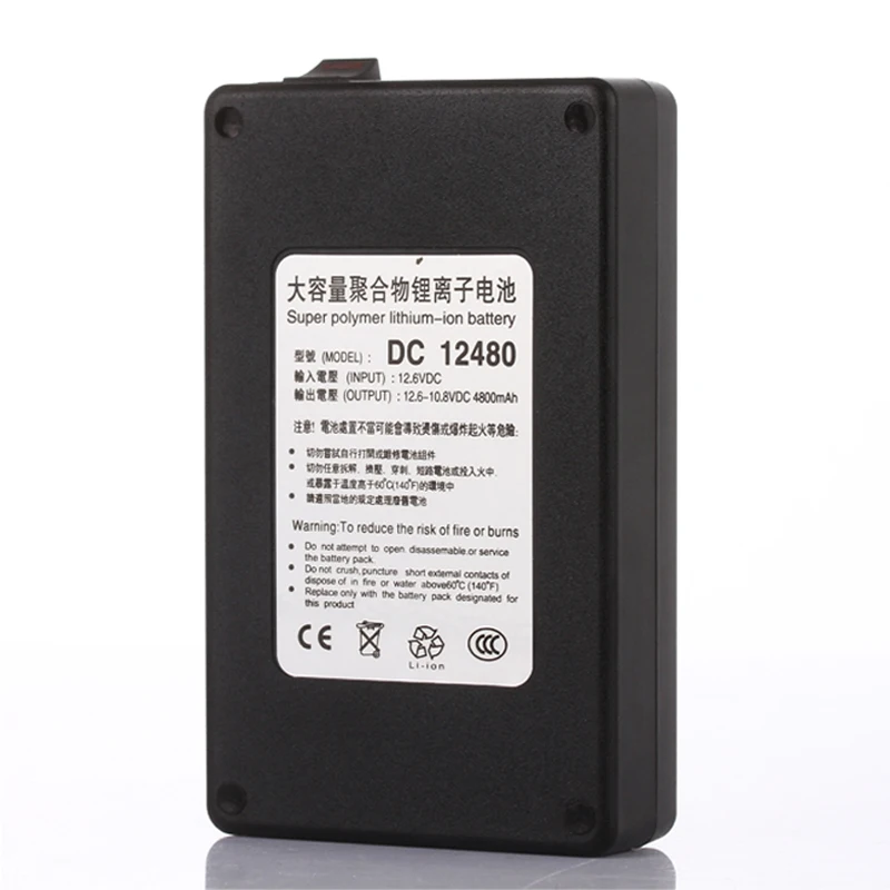 ELEOPTION Черный DC 12 В 4800 мАч 12480 перезаряжаемая портативная литий ионная батарея для