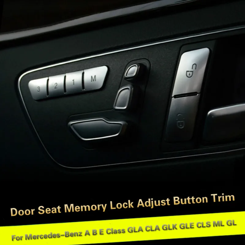 

12Pcs Car Door Memory Seat Lock Unlock Adjust Switch Button Cover Trim Sticker For Mercedes Benz CLA/GLA/GLK/GLE/CLS/GL/ML/A/B/E