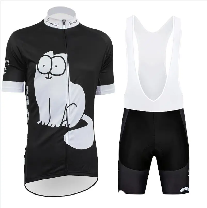 black suit Новинка, командная одежда для велоспорта с рисунком кота, одежда для велоспорта, дышащая спортивная одежда, одежда для велоспорта, фабричная, Джерси - Цвет: black suit