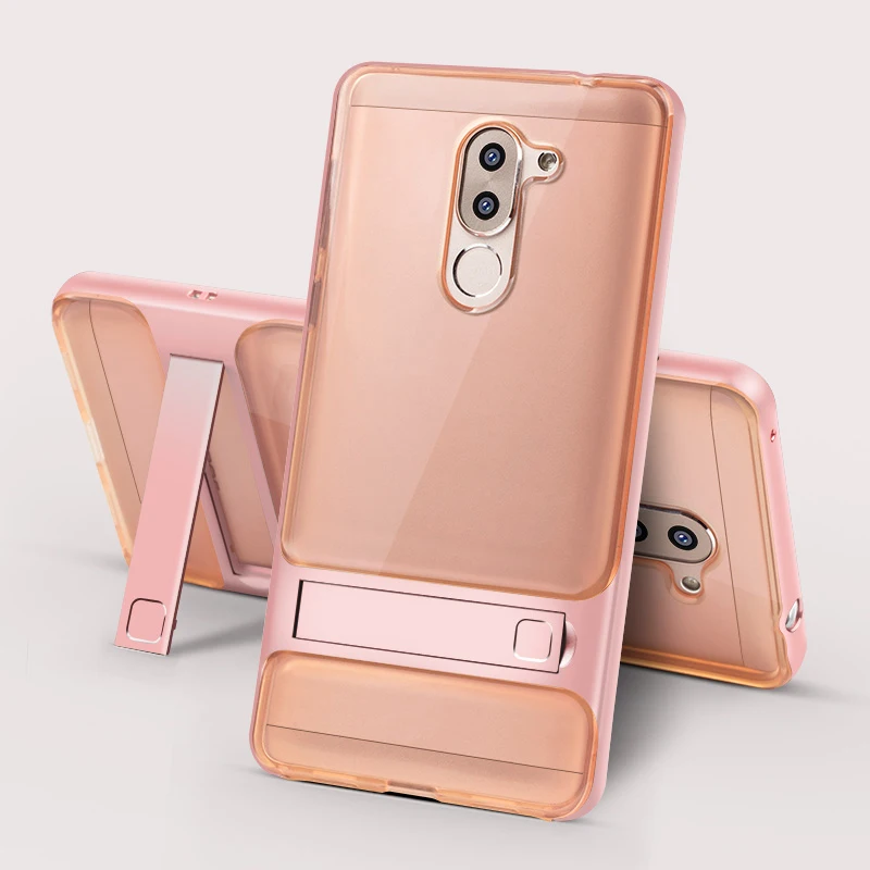 Задняя крышка для Huawei Honor 6X силиконовый термополиуретановый чехол PC 360 3D стенд телефонные футляры Honor6X GR5 Коврики 9 Lite Коврики 9 Коврики 9 Lite - Цвет: Crystal Rose Gold