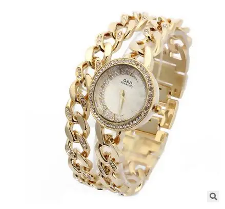 Женские кварцевые часы с кристаллами золотистые наручные со стразами подарок