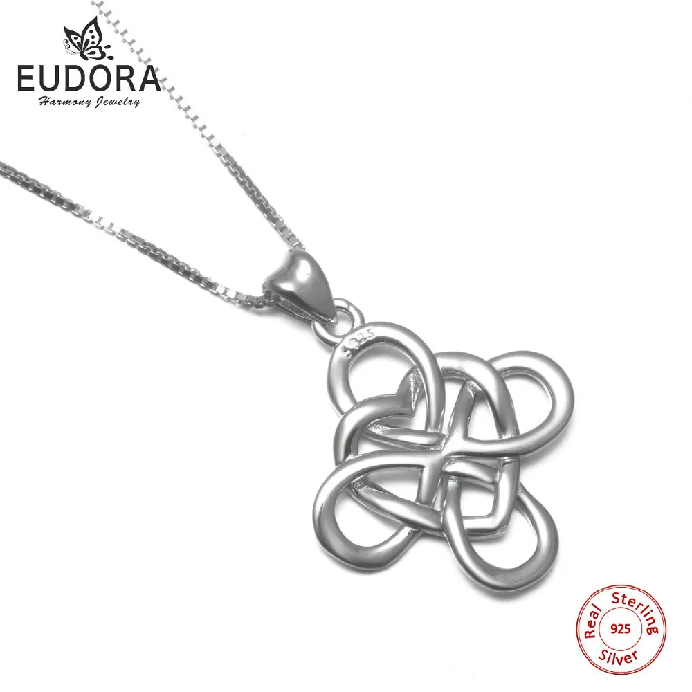 5 шт. Eudora 100% Настоящее чистое серебро 925 пробы ожерелье с бантом очаровательные