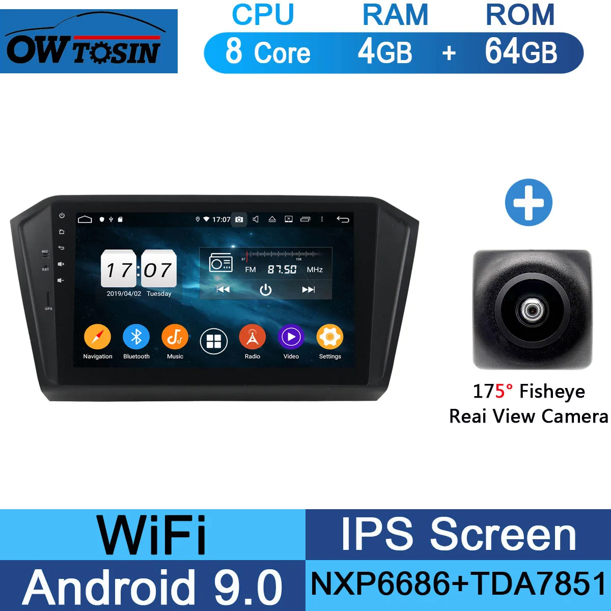 64G Fisheye Camera 10," ips 8 Core 4G+ 64G Android 9,0 автомобильный dvd-радиоплеер gps для VW PASSAT B8 Magotan DSP CarPlay попугай BT - Цвет: 64G Fisheye Camera